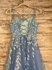 BLUE/FLORAL A LINE GOWN