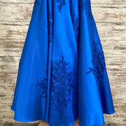 ROYAL BLUE/FLORAL A LINE GOWN