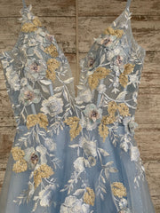 BLUE/FLORAL A LINE GOWN