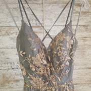 GRAY/GOLD A LINE GOWN