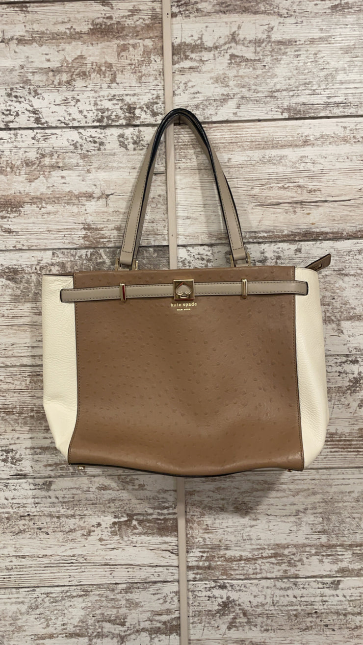 TAN/WHITE TOTE BAG