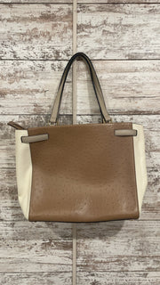 TAN/WHITE TOTE BAG