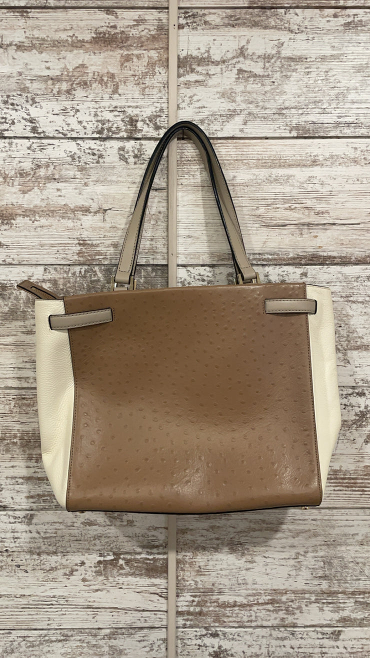 TAN/WHITE TOTE BAG