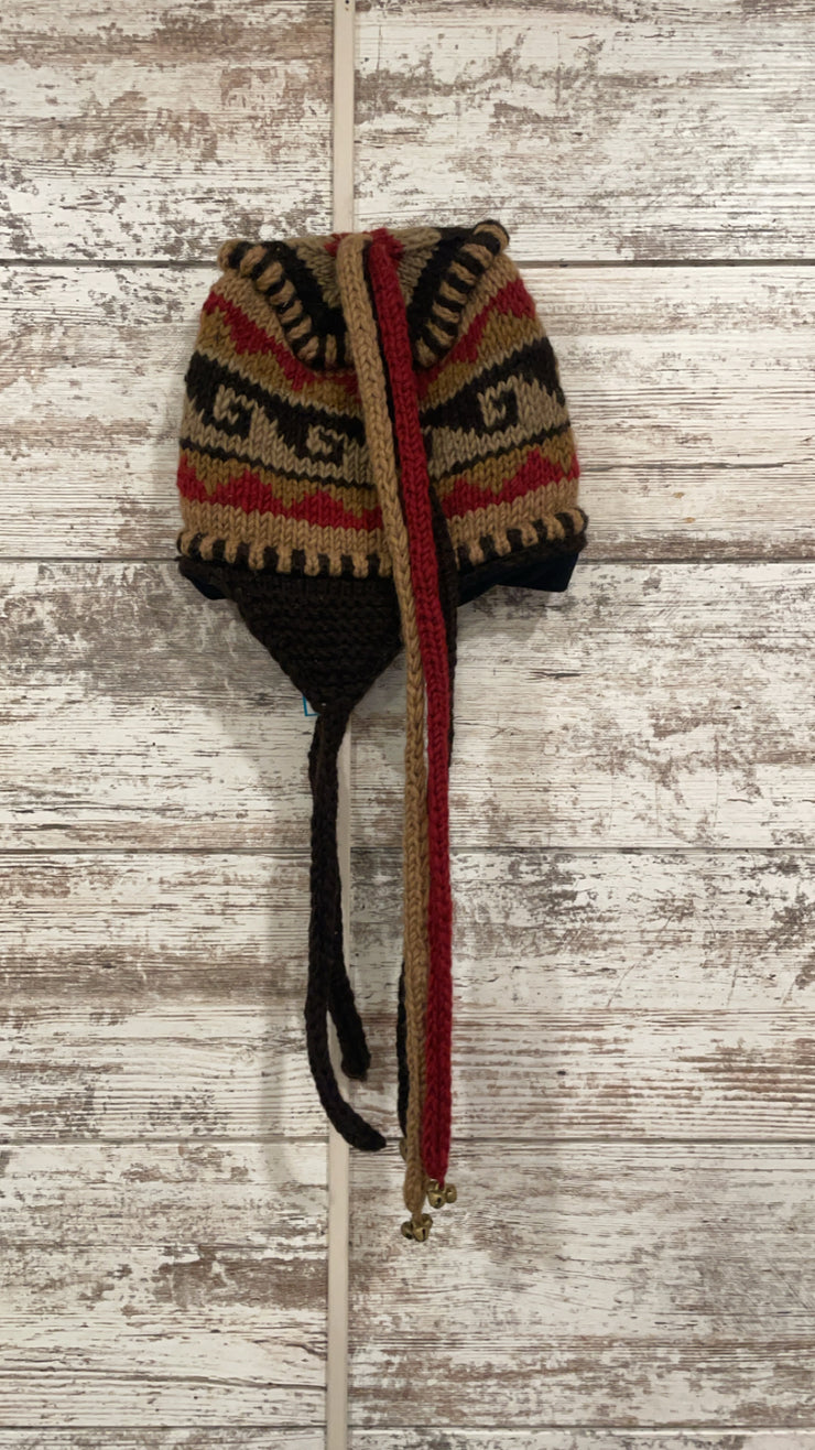 BROWN/RED 100% WOOL HAT