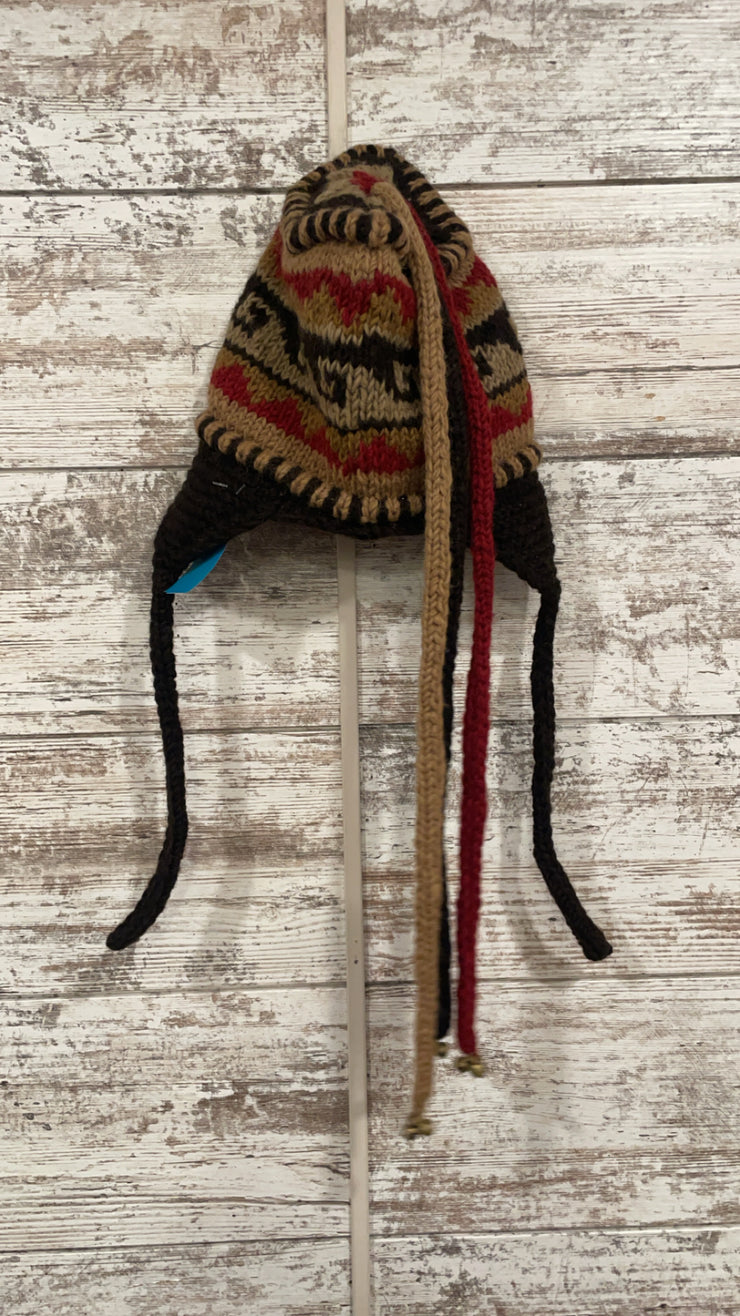 BROWN/RED 100% WOOL HAT