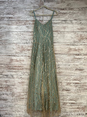 GREEN/GOLD SPARKLY A LINE GOWN