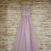 LAVENDER LACE A LINE GOWN