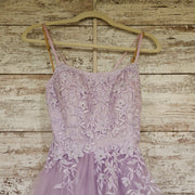 LAVENDER LACE A LINE GOWN