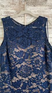 NAVY/NUDE LACE LONG DRESS