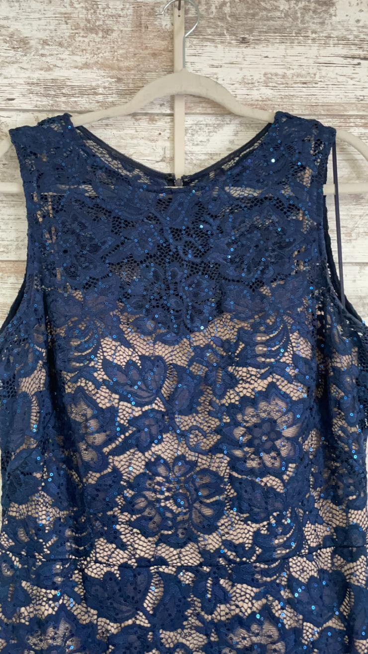 NAVY/NUDE LACE LONG DRESS