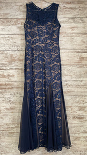 NAVY/NUDE LACE LONG DRESS
