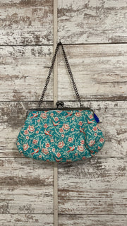 BLUE/FLORAL KISSLOCK PURSE $50