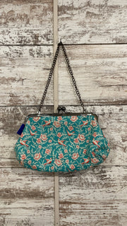 BLUE/FLORAL KISSLOCK PURSE $50