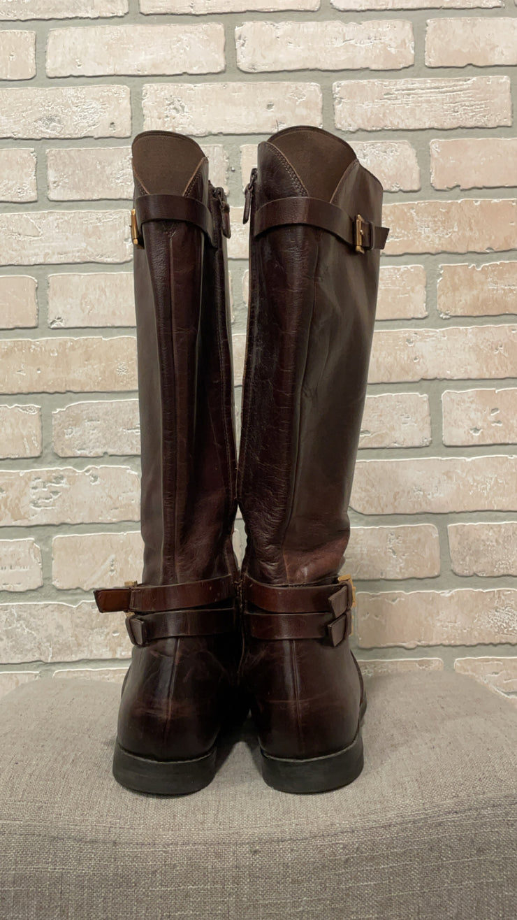 BROWN LEATHER TALL BOOTS $300