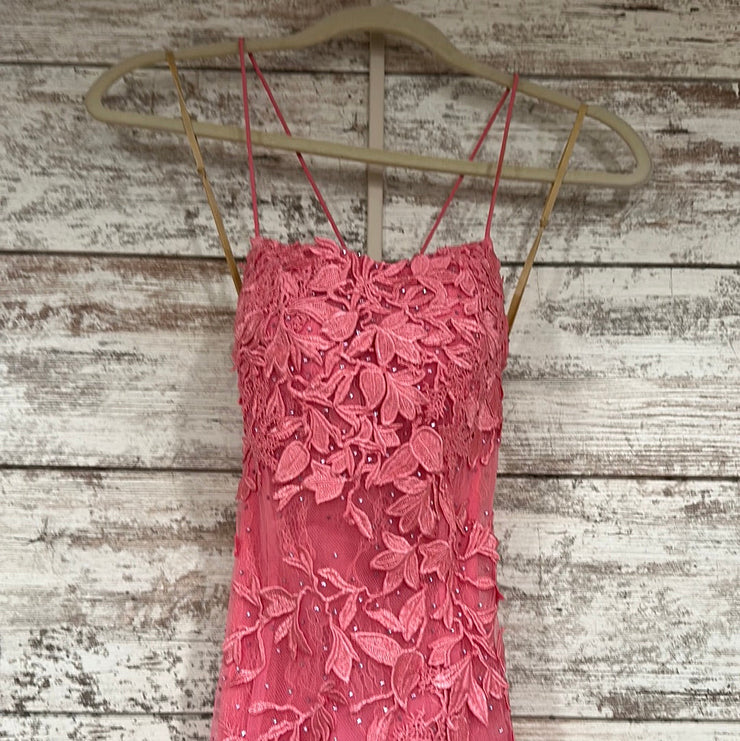 PINK/FLORAL LONG EVENING GOWN