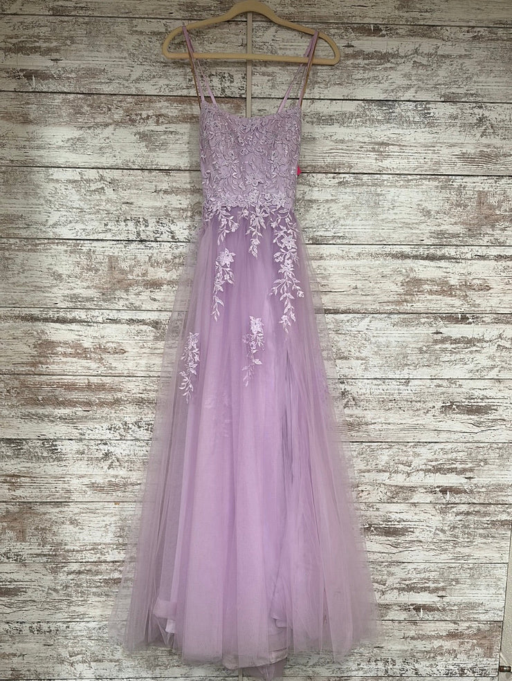 LAVENDER/FLORAL A LINE GOWN