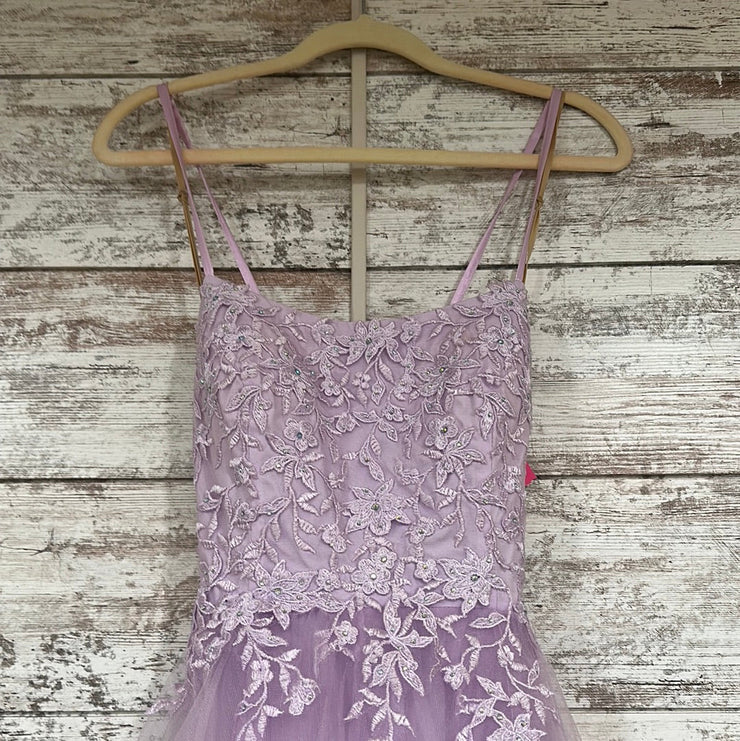 LAVENDER/FLORAL A LINE GOWN