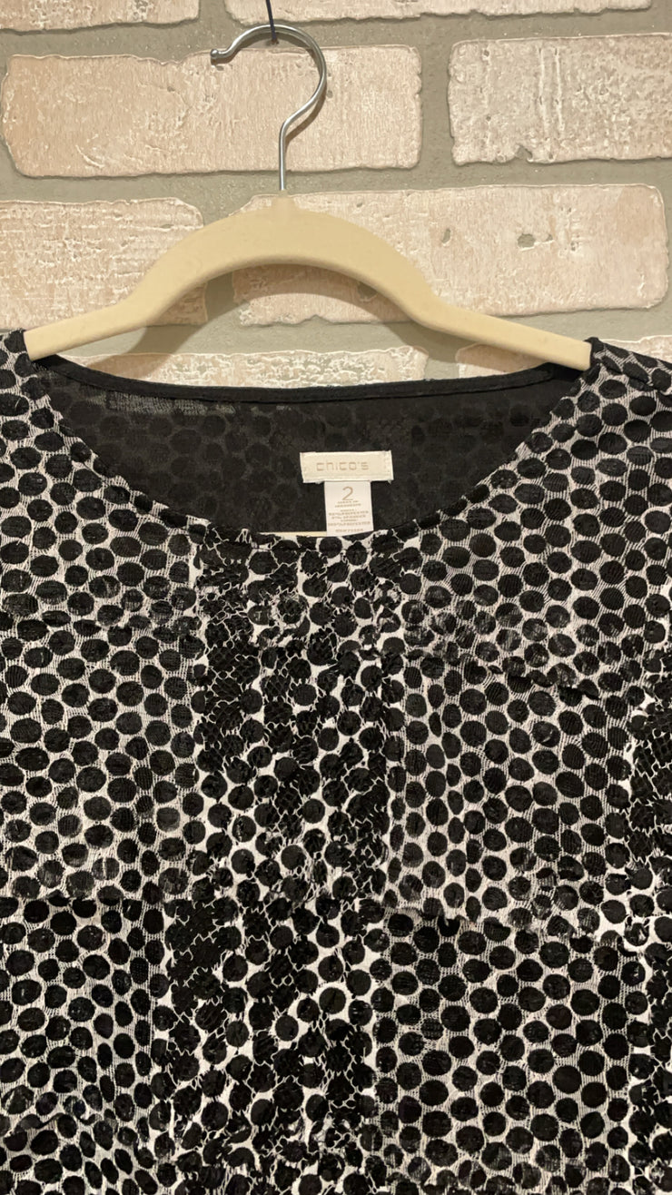 BLACK/WHITE TIERED TOP $79