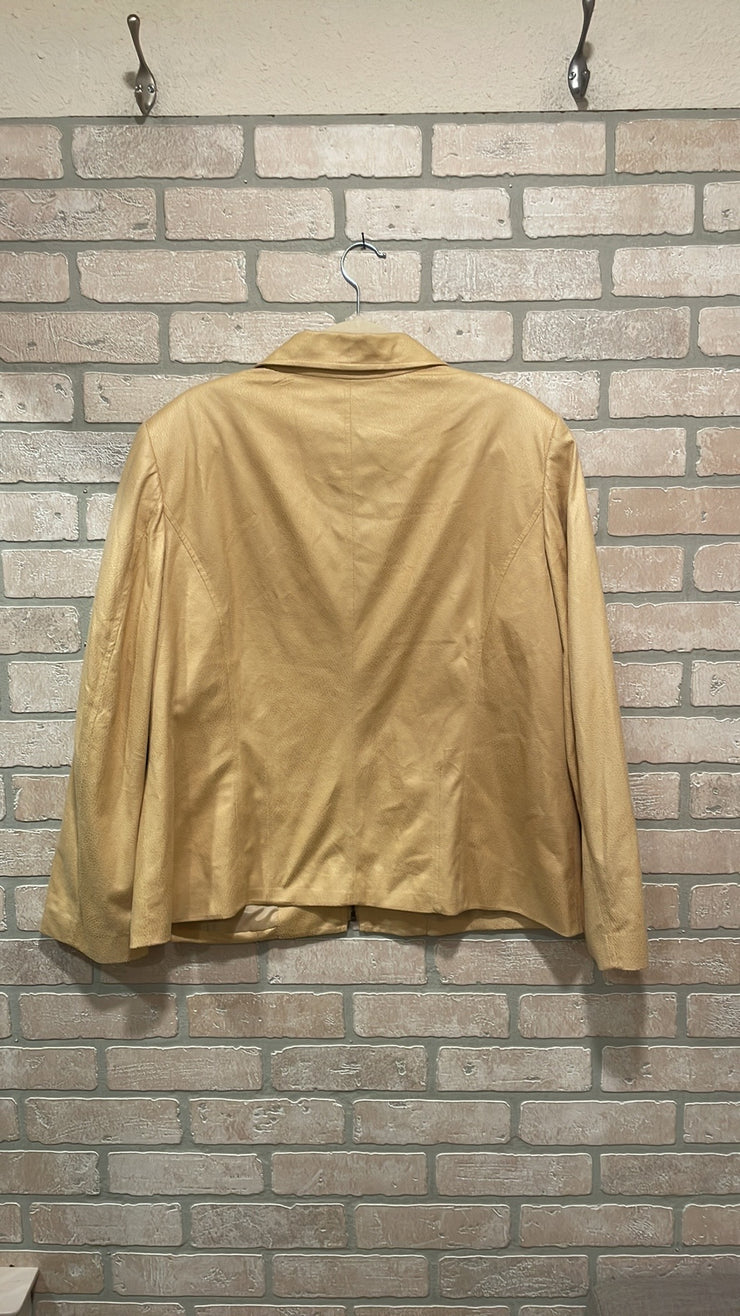 YELLOW FAUX SNAKESKIN JKT $129