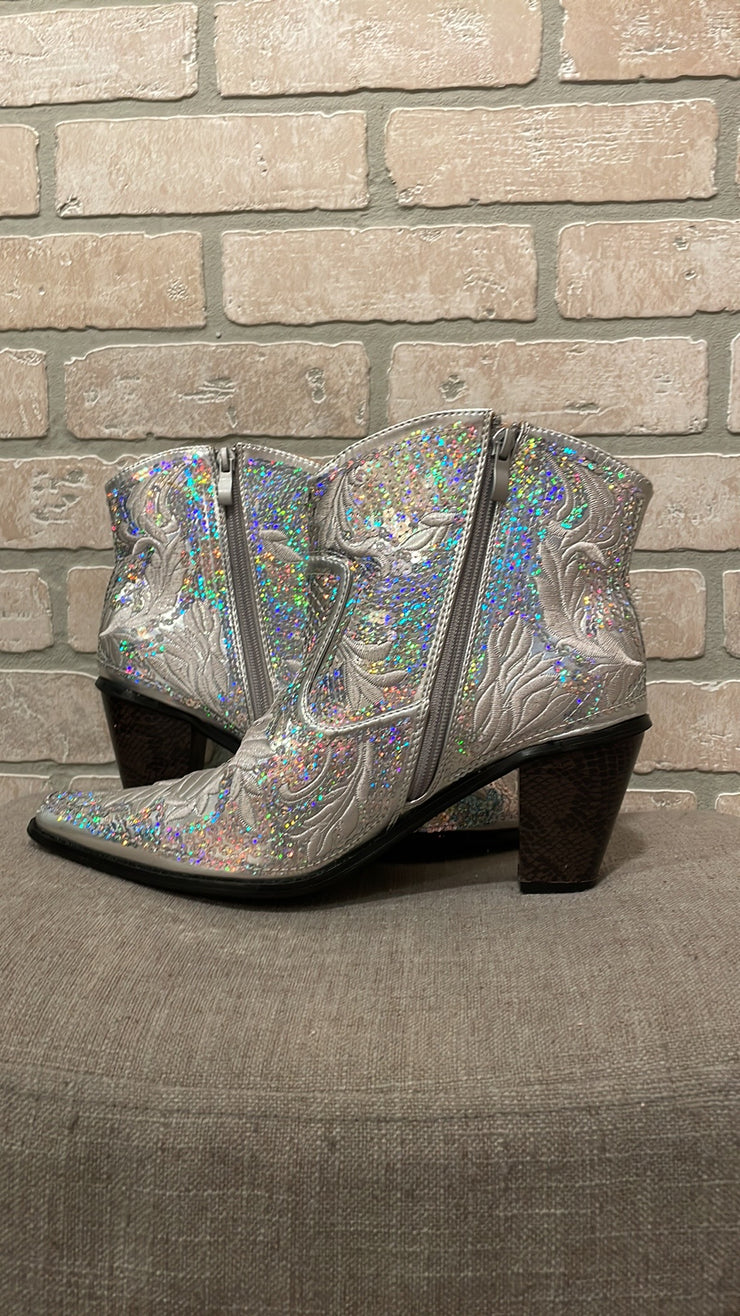 SILVER SPARKLY BOOTS -NEW $165