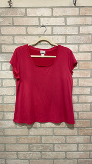 PINK SHINY SHORT SLEEVE TOP$79