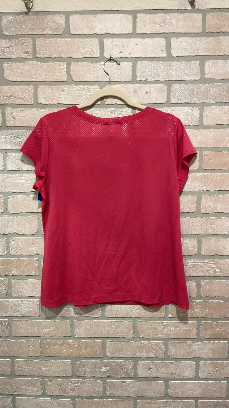 PINK SHINY SHORT SLEEVE TOP$79