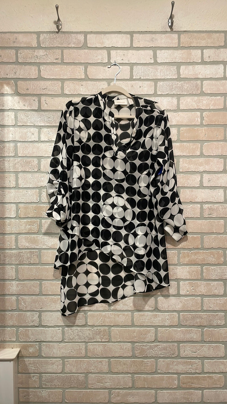 BLACK/WHITE SHEER BLOUSE $89