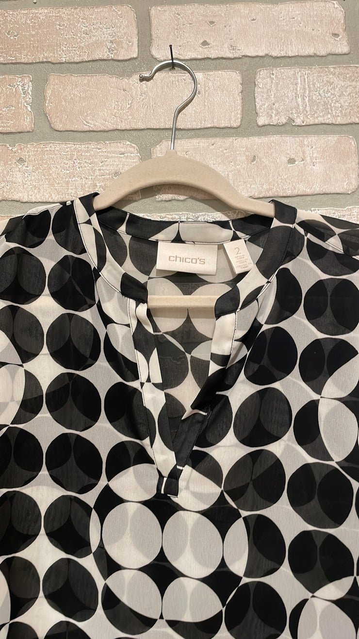 BLACK/WHITE SHEER BLOUSE $89