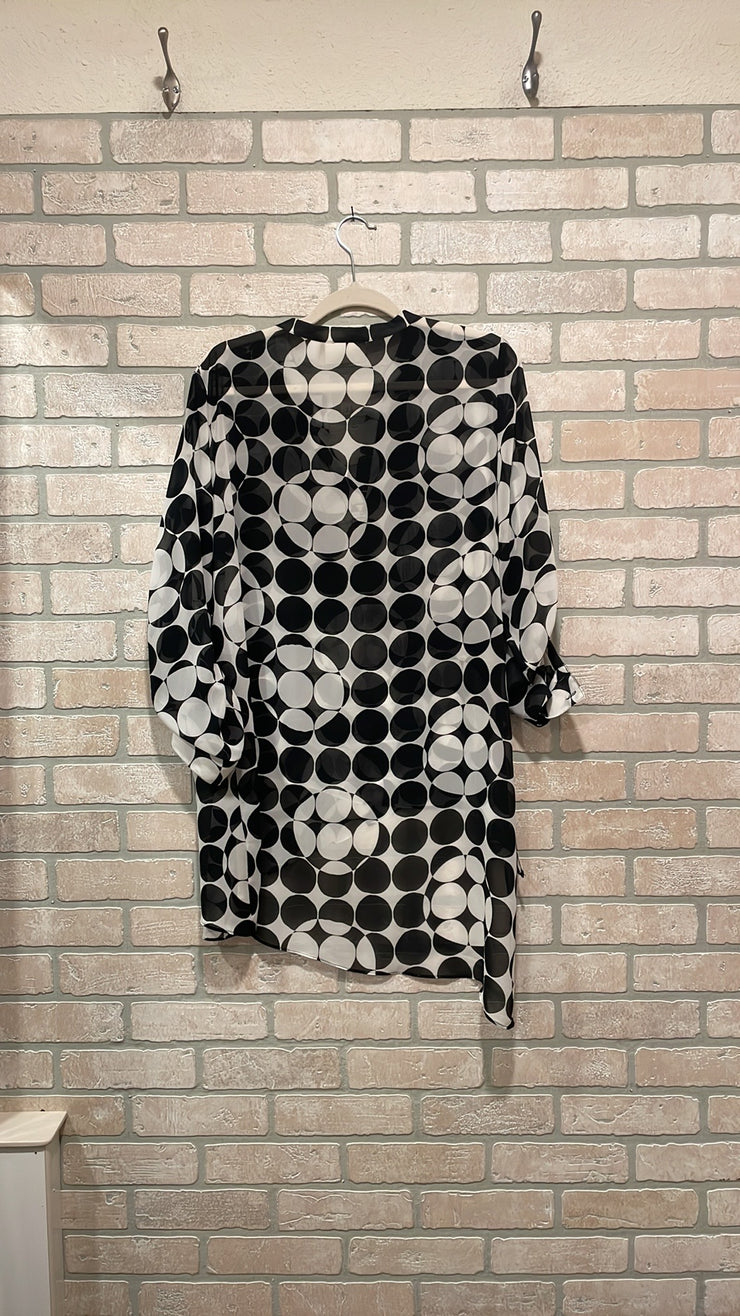 BLACK/WHITE SHEER BLOUSE $89