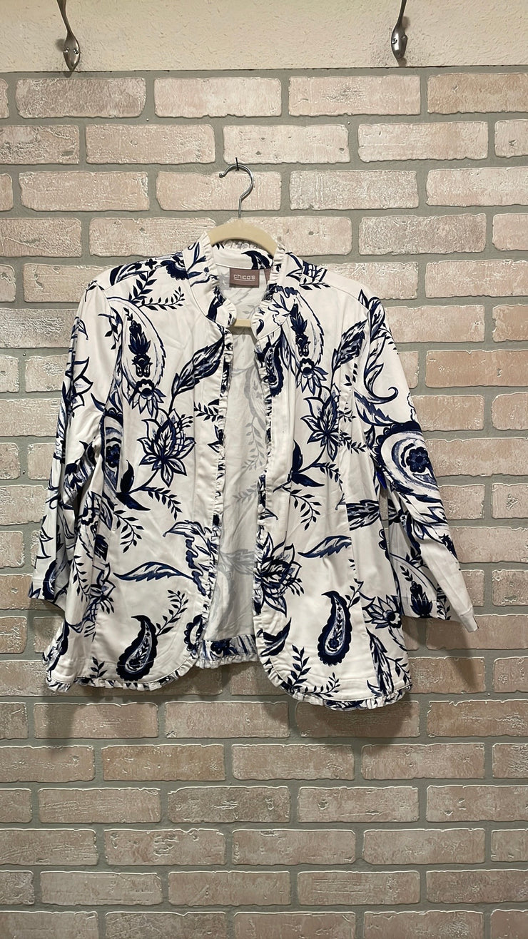 BLUE/WHITE OPEN JACKET $129