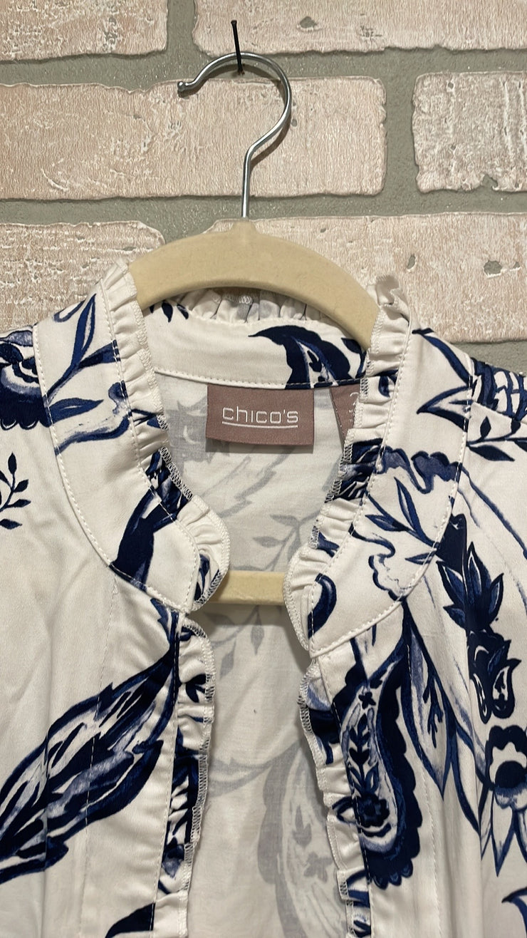 BLUE/WHITE OPEN JACKET $129