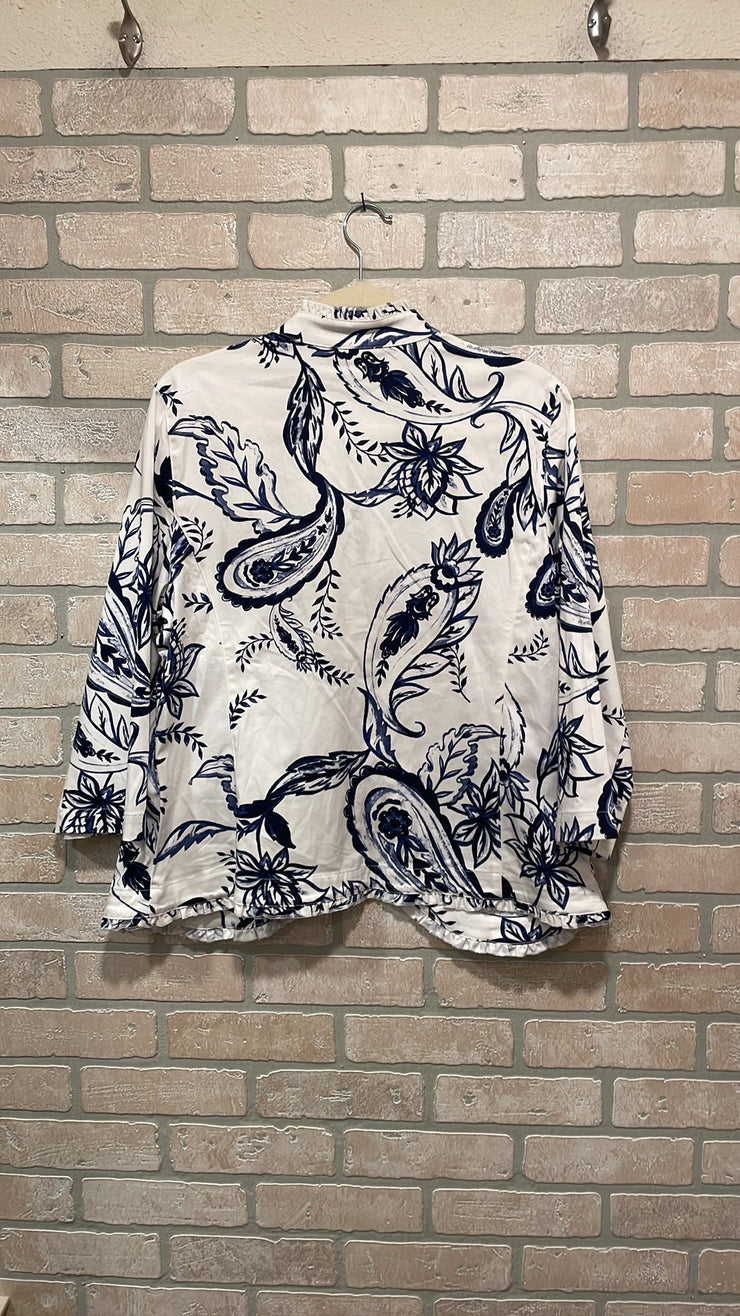 BLUE/WHITE OPEN JACKET $129