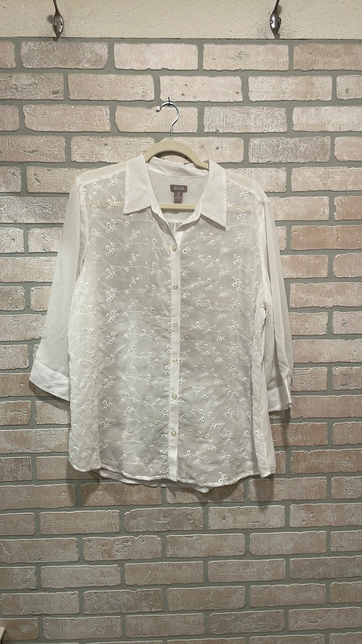 WHITE SHEER BLOUSE $89