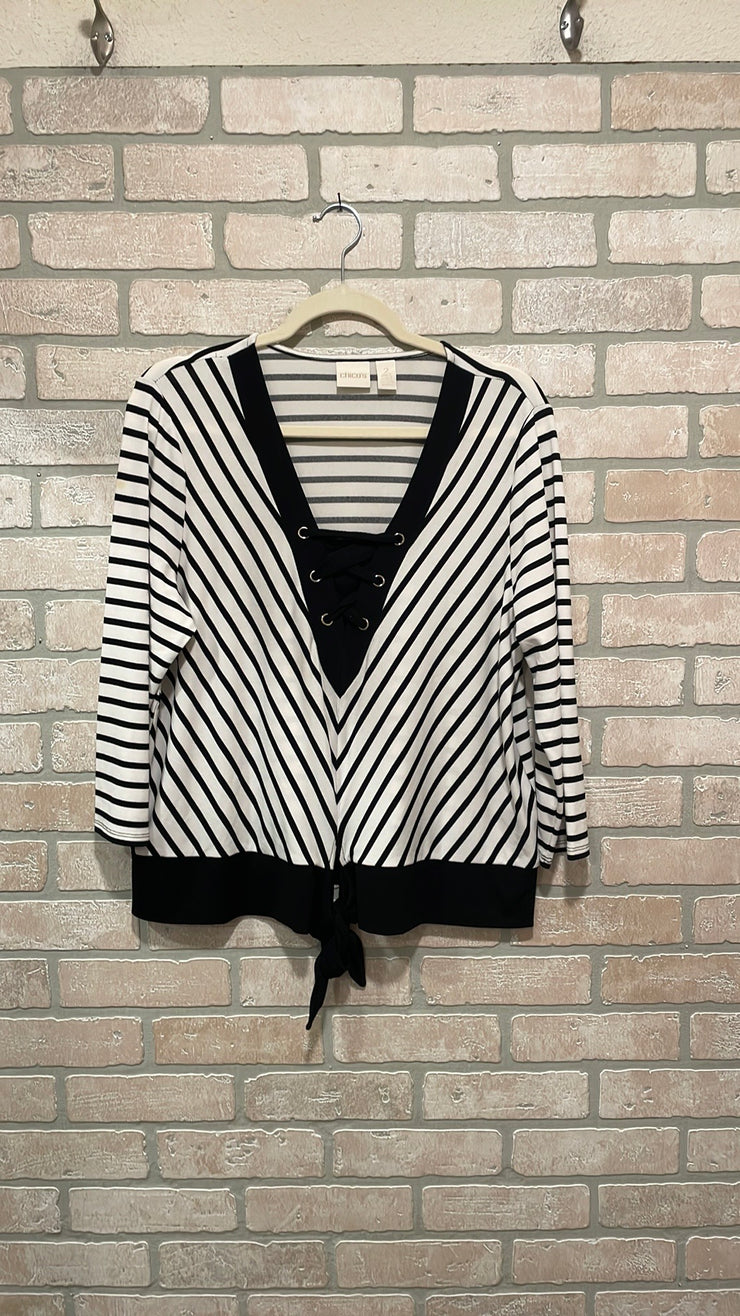 BLACK/WHITE STRIPED TOP $89