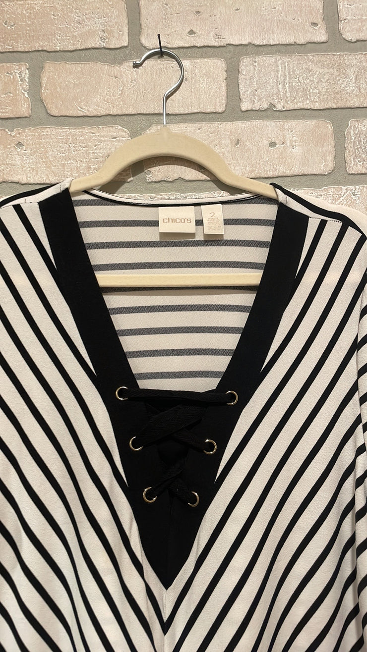 BLACK/WHITE STRIPED TOP $89