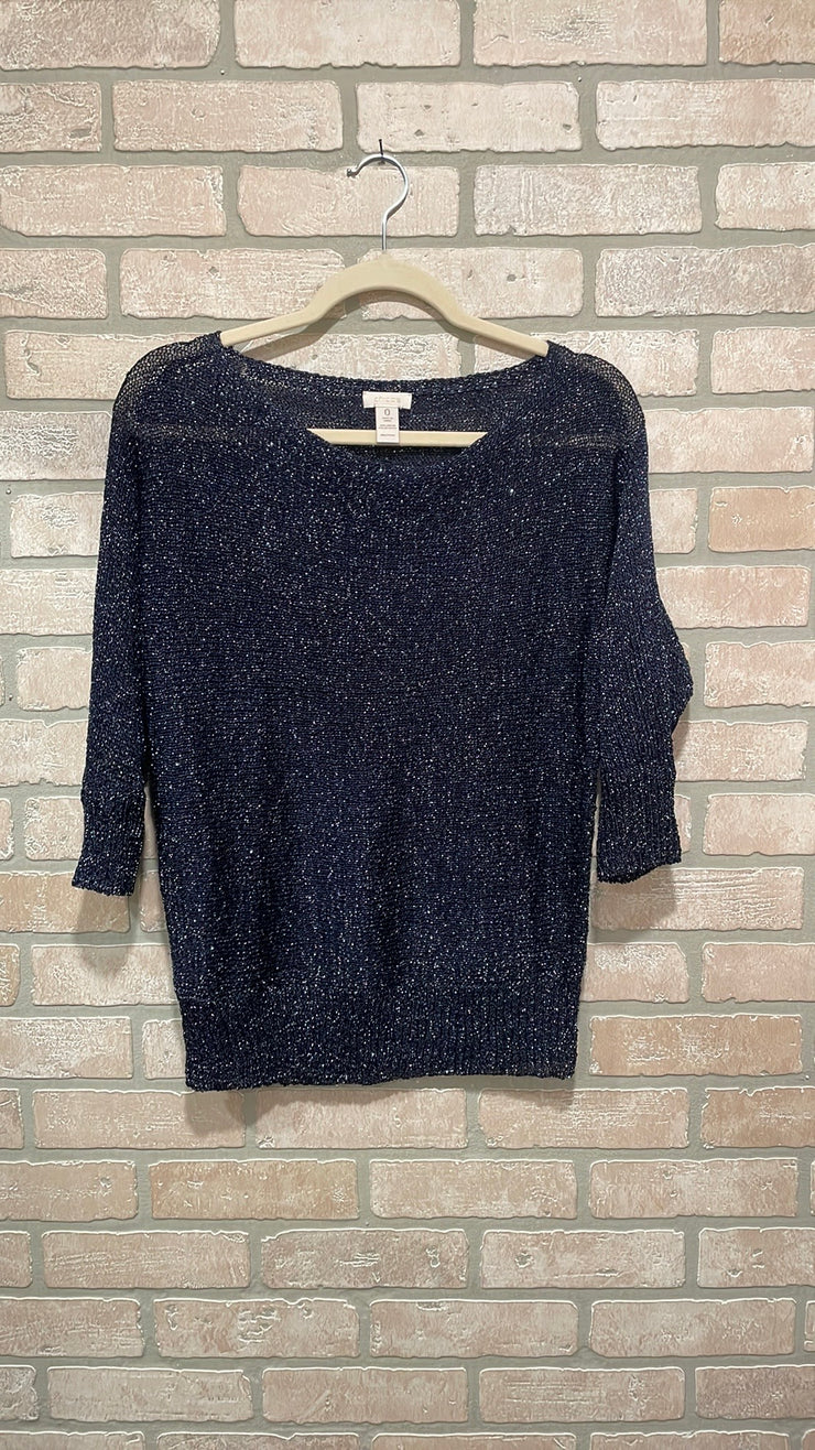 NAVY/SILVER METALLIC SWEAT$109