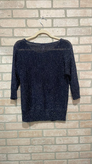 NAVY/SILVER METALLIC SWEAT$109