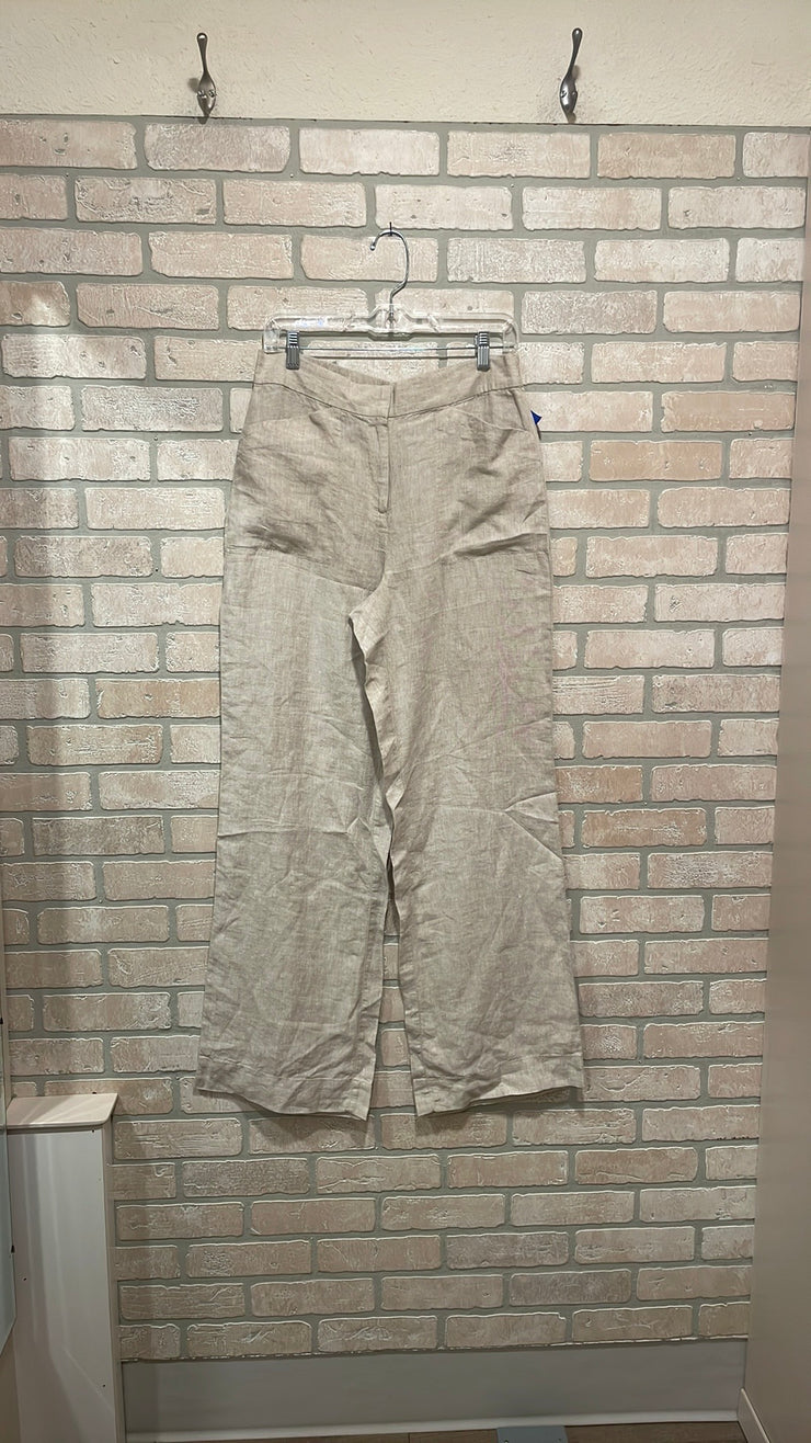 TAN 100% LINEN WIDE PANTS$109