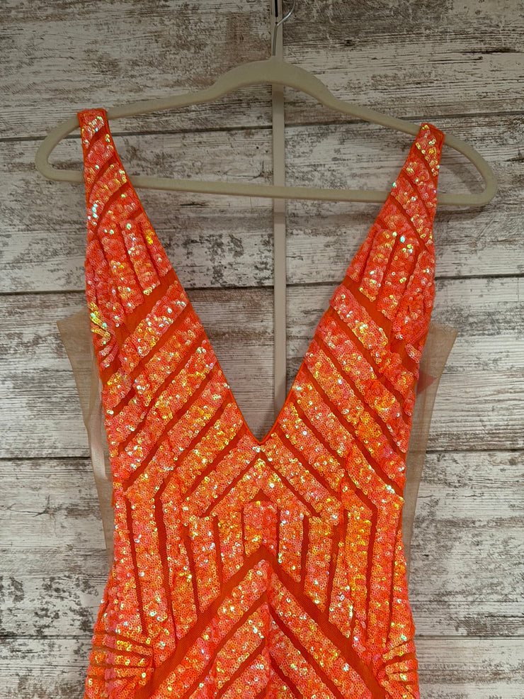ORANGE SPARKLY LONG DRESS