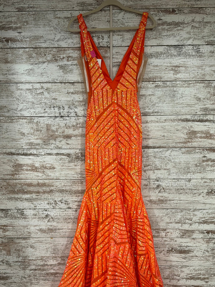 ORANGE SPARKLY LONG DRESS