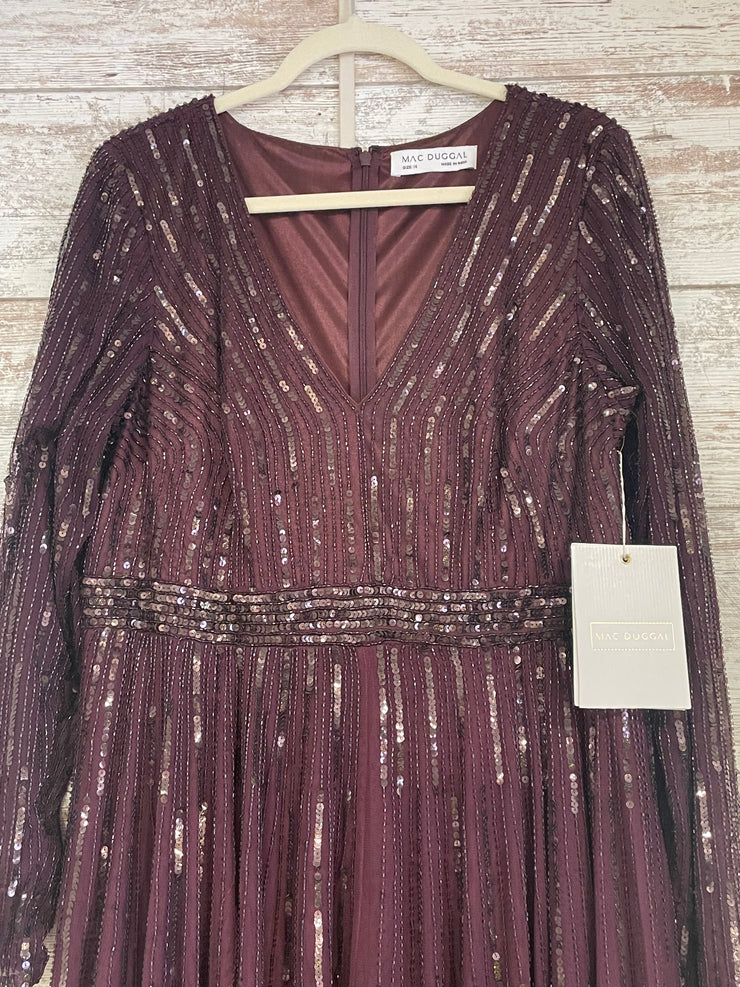 BURGUNDY SEQUIN LONG DRESS-NEW