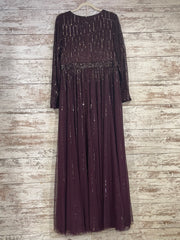 BURGUNDY SEQUIN LONG DRESS-NEW