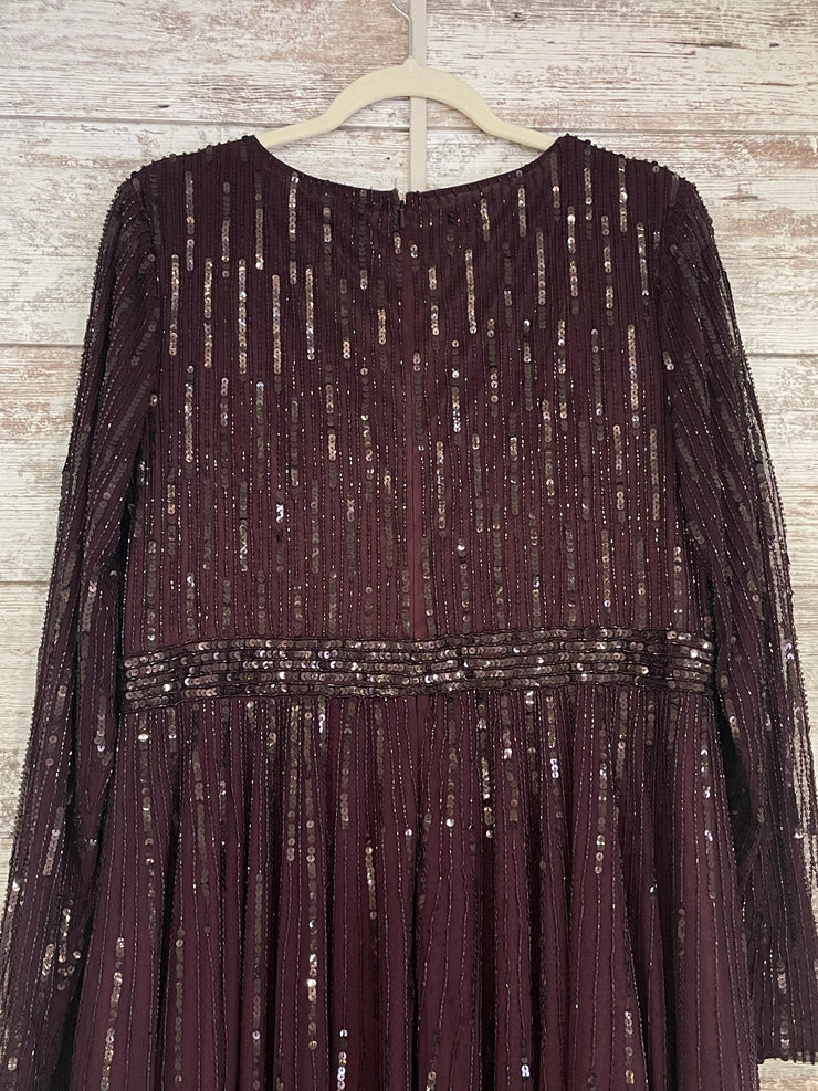 BURGUNDY SEQUIN LONG DRESS-NEW