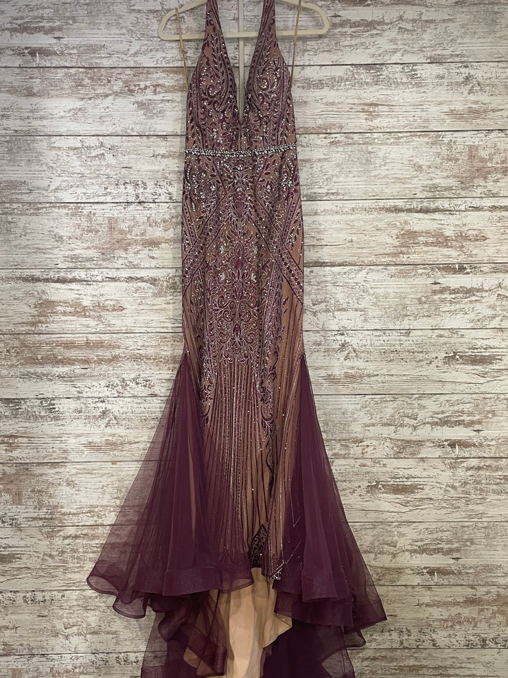 BURGUNDY SPARKLY LONG DRESS