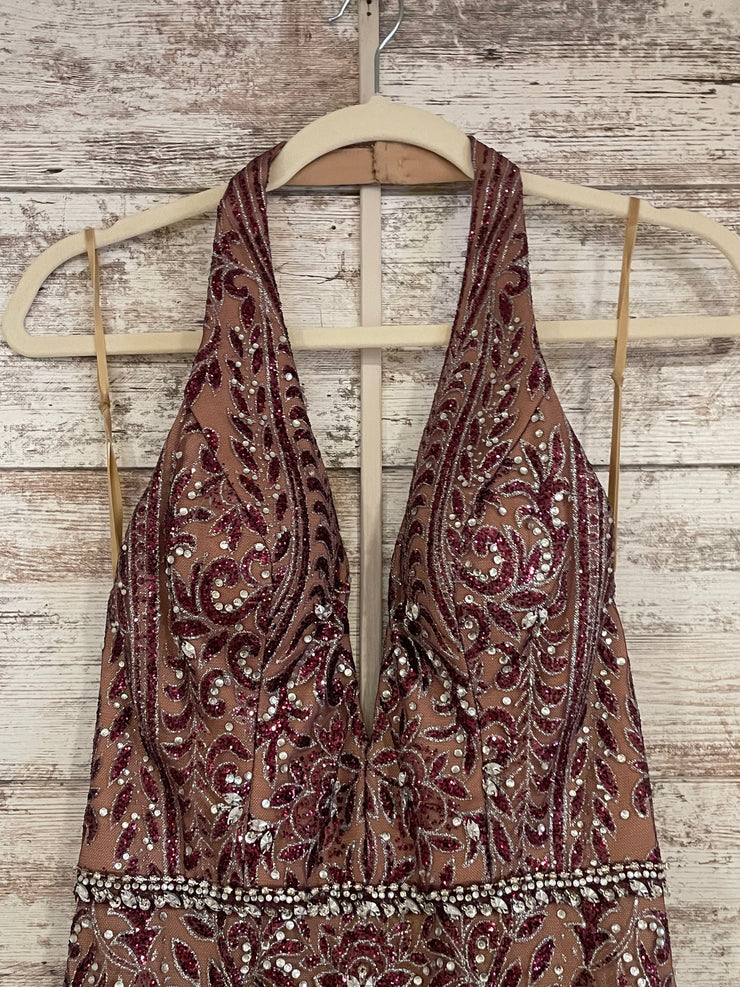 BURGUNDY SPARKLY LONG DRESS