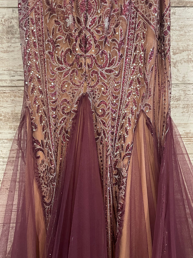 BURGUNDY SPARKLY LONG DRESS