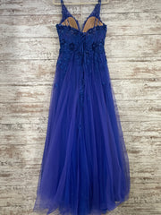 ROYAL BLUE/FLORAL A LINE GOWN