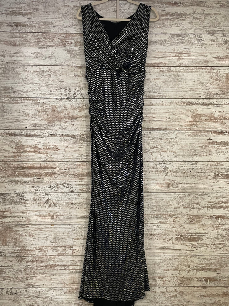 BLACK/SILVER LONG DRESS $1495