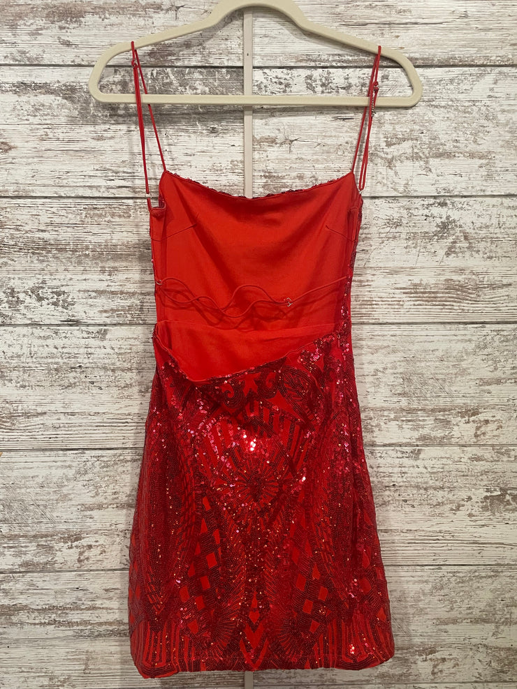 RED SPARKLY SHORT DRESS