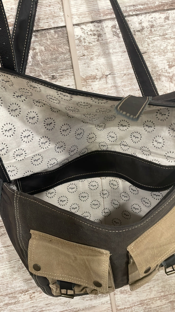 BROWN/TAN MESSENGER BAG $120